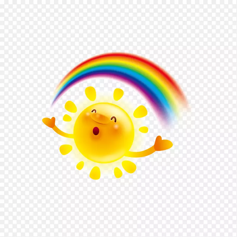 金色太阳与彩虹矢量图