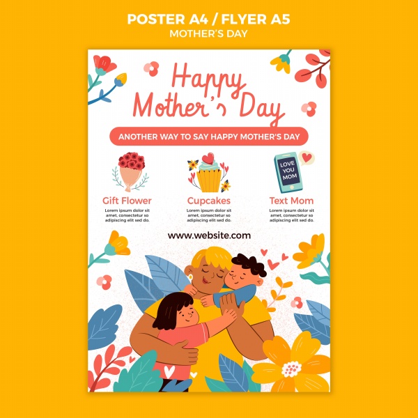 母亲节快乐插画海报