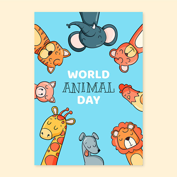 世界动物日矢量插图